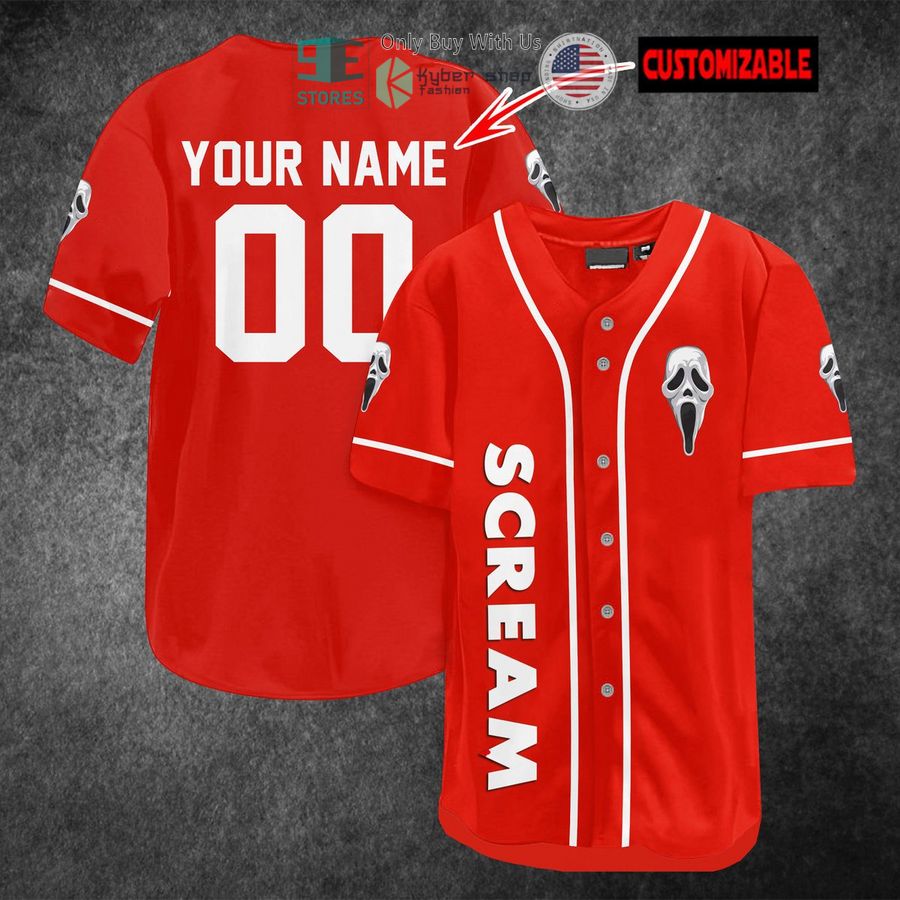 BEST Personalized Scream Ghostface red Baseball Jersey Unisex T-shirt, Sweatshirt, Hoodie, Long Sleeve Tee - T-Shirt, Sweatshirt, Hoodie