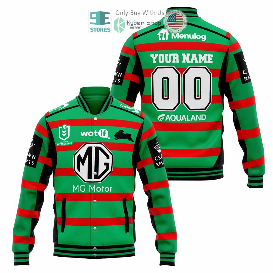 BEST Personalized South Sydney Rabbitohs MG Motor Baseball Jacket Unisex T-shirt, Sweatshirt, Hoodie, Long Sleeve Tee - T-Shirt, Sweatshirt, Hoodie
