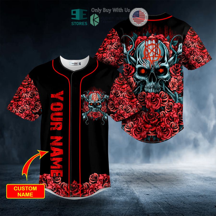 BEST Personalized Stuff N Roses Skull Custom Baseball Jersey Unisex T-shirt, Sweatshirt, Hoodie, Long Sleeve Tee - T-Shirt, Sweatshirt, Hoodie