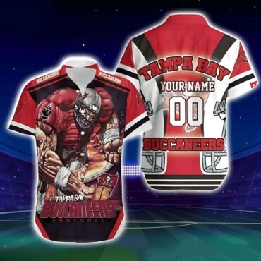 Personalized Tampa Bay Buccaneers Gridiron Rush Hawaiian Shirt Unisex T-shirt, Sweatshirt, Hoodie, Long Sleeve Tee - T-Shirt, Sweatshirt, Hoodie
