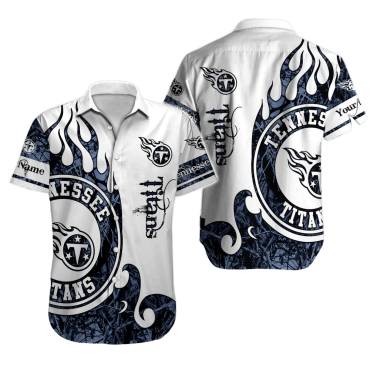 Personalized Tennessee Titans Flame Crest Hawaiian Shirt Unisex T-shirt, Sweatshirt, Hoodie, Long Sleeve Tee - T-Shirt, Sweatshirt, Hoodie