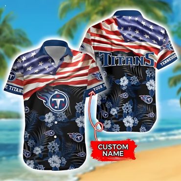Personalized Tennessee Titans Patriotic Blossom Hawaiian Shirt Unisex T-shirt, Sweatshirt, Hoodie, Long Sleeve Tee - T-Shirt, Sweatshirt, Hoodie
