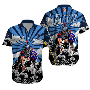 Personalized Tennessee Titans Warrior Sunrise Hawaiian Shirt Unisex T-shirt, Sweatshirt, Hoodie, Long Sleeve Tee - T-Shirt, Sweatshirt, Hoodie