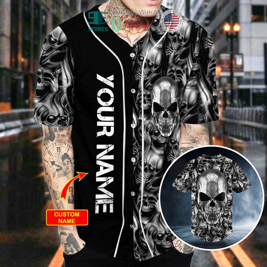 BEST Personalized Tribal Tattoos Metal Skull Custom Baseball Shirt Unisex T-shirt, Sweatshirt, Hoodie, Long Sleeve Tee - T-Shirt, Sweatshirt, Hoodie