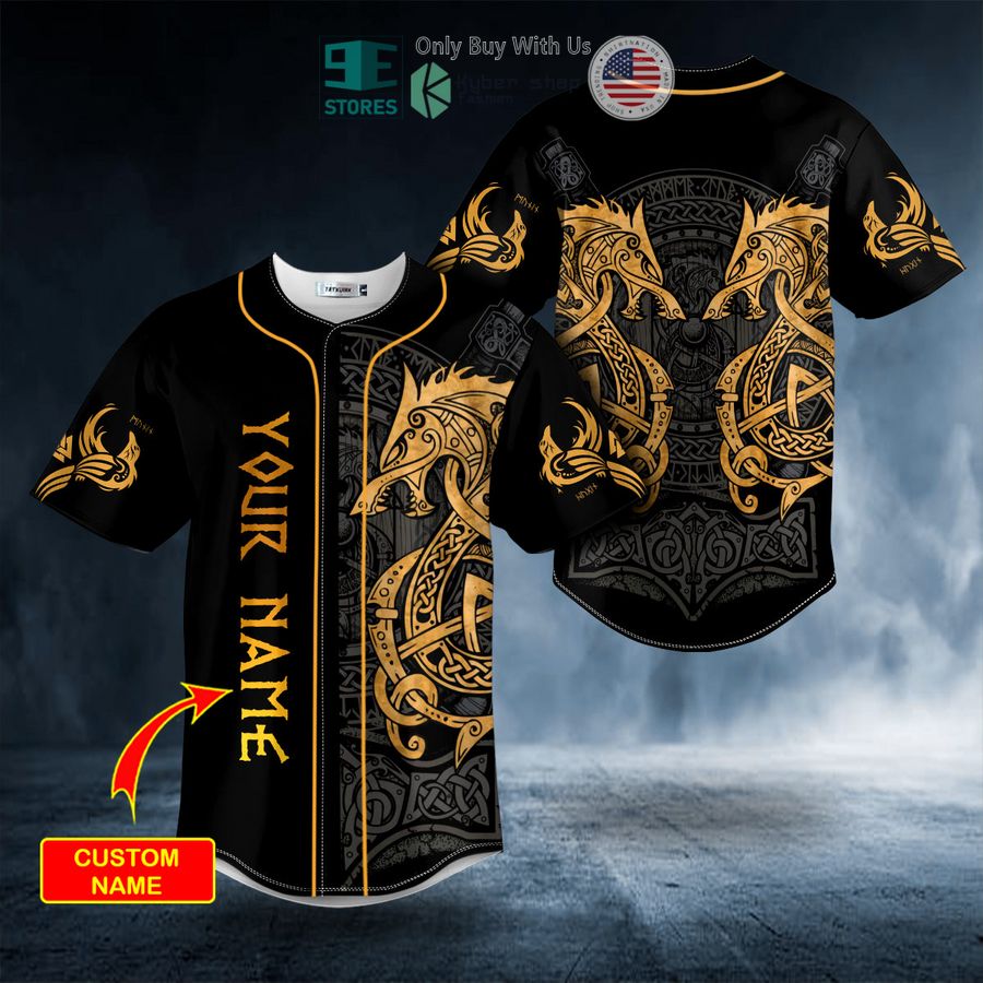 BEST Personalized Twin Dragon Viking Yellow Tattoo Custom Baseball Shirt Unisex T-shirt, Sweatshirt, Hoodie, Long Sleeve Tee - T-Shirt, Sweatshirt, Hoodie
