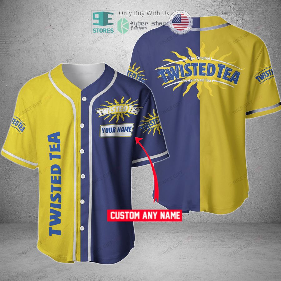 BEST Personalized Twisted Tea yellow blue Custom Baseball Jersey Unisex T-shirt, Sweatshirt, Hoodie, Long Sleeve Tee - T-Shirt, Sweatshirt, Hoodie