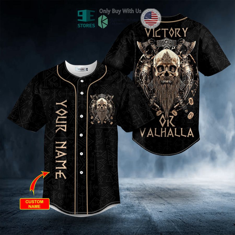 BEST Personalized Victory or Valhalla Viking Skull Custom Baseball Shirt Unisex T-shirt, Sweatshirt, Hoodie, Long Sleeve Tee - T-Shirt, Sweatshirt, Hoodie