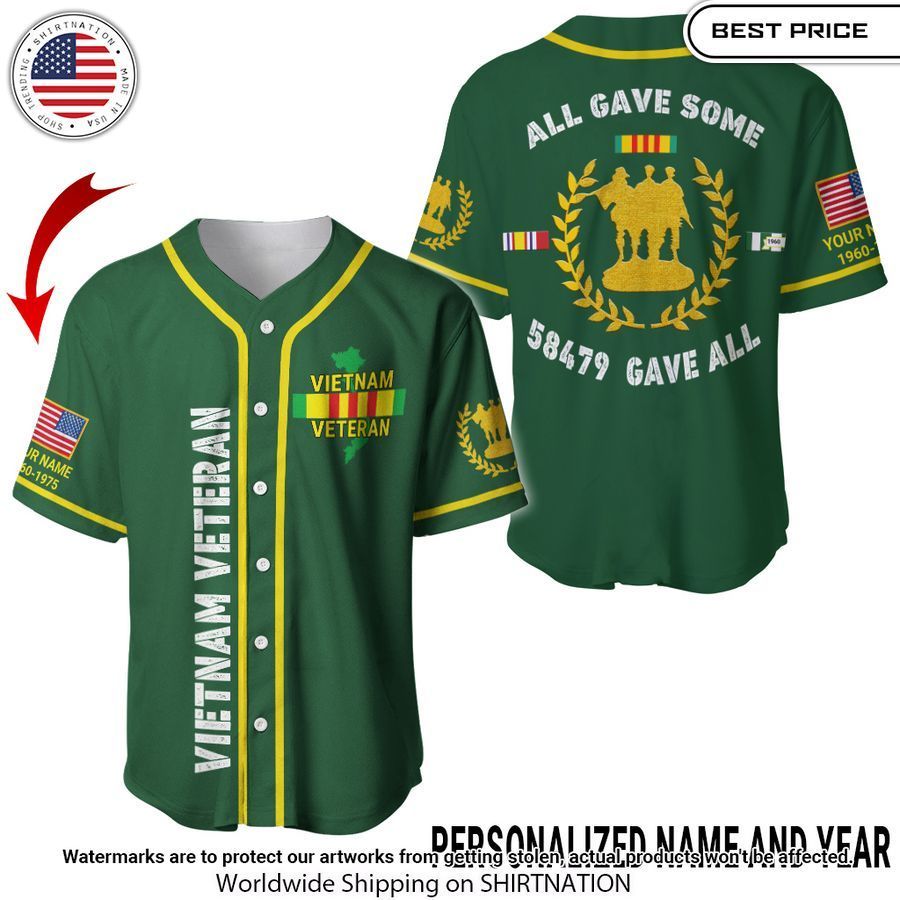 Personalized Vietnam Veteran Baseball Jerseys Unisex T-shirt, Sweatshirt, Hoodie, Long Sleeve Tee - T-Shirt, Sweatshirt, Hoodie