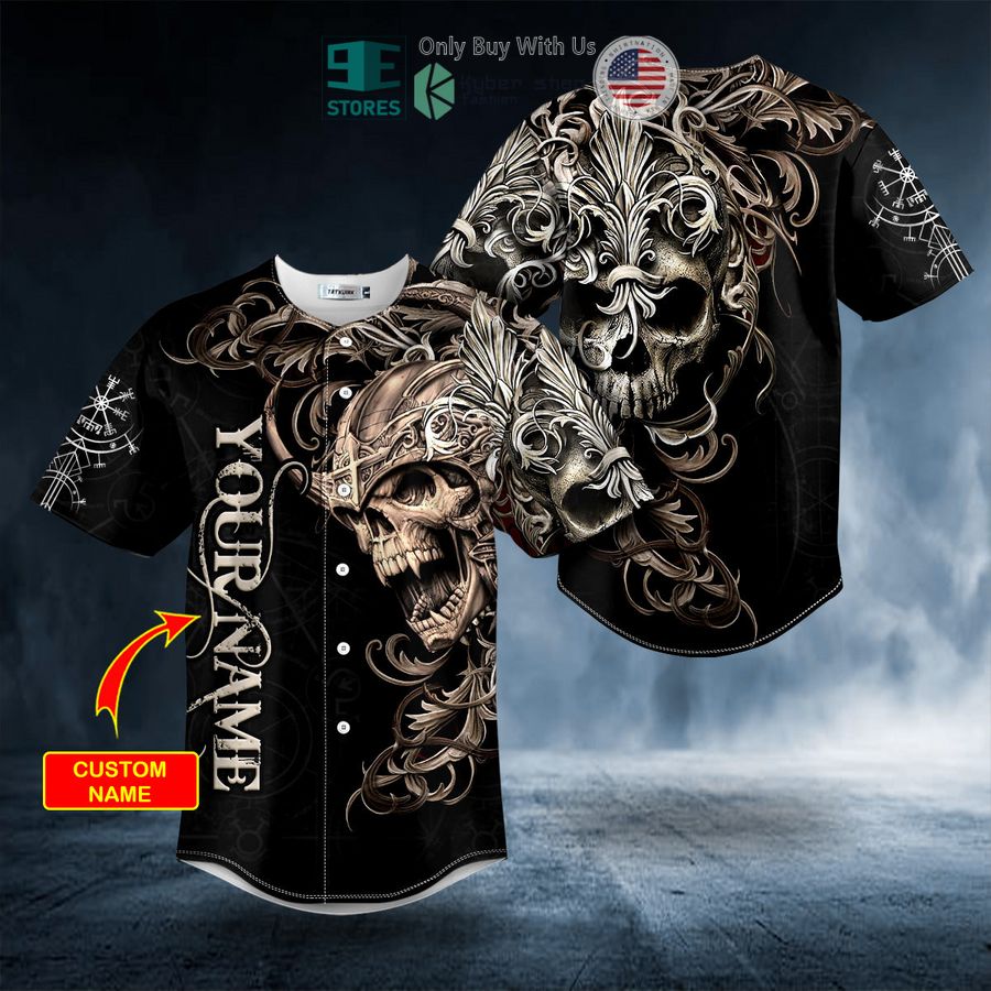 BEST Personalized Warrior Skull King Viking Custom Baseball Shirt Unisex T-shirt, Sweatshirt, Hoodie, Long Sleeve Tee - T-Shirt, Sweatshirt, Hoodie