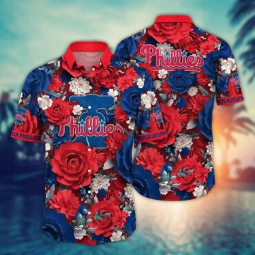 Philadelphia Phillies Blooming Rose Hawaiian Shirt Unisex T-shirt, Sweatshirt, Hoodie, Long Sleeve Tee - T-Shirt, Sweatshirt, Hoodie