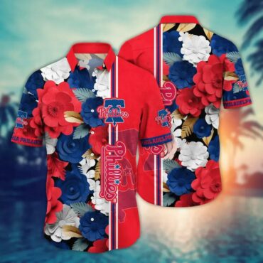 Philadelphia Phillies Bold Floral and Stripes Hawaiian Shirt Unisex T-shirt, Sweatshirt, Hoodie, Long Sleeve Tee - T-Shirt, Sweatshirt, Hoodie