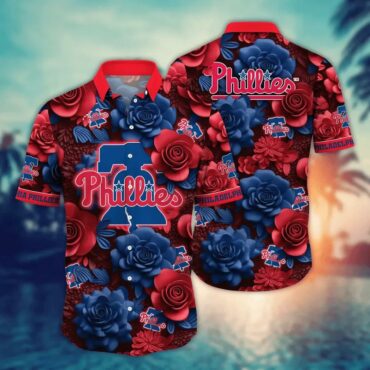 Philadelphia Phillies Bold Floral Emblem Hawaiian Shirt Unisex T-shirt, Sweatshirt, Hoodie, Long Sleeve Tee - T-Shirt, Sweatshirt, Hoodie