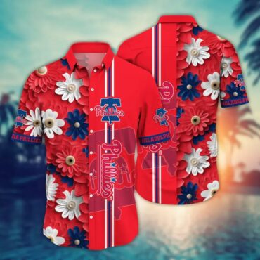 Philadelphia Phillies Bold Floral Stripe Hawaiian Shirt Unisex T-shirt, Sweatshirt, Hoodie, Long Sleeve Tee - T-Shirt, Sweatshirt, Hoodie