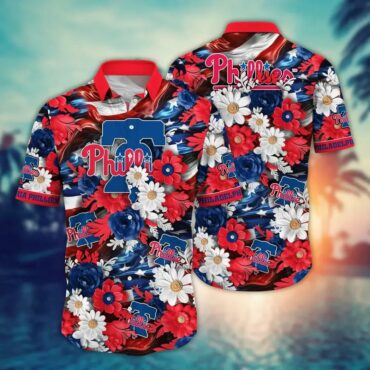 Philadelphia Phillies Floral Wave Hawaiian Shirt Unisex T-shirt, Sweatshirt, Hoodie, Long Sleeve Tee - T-Shirt, Sweatshirt, Hoodie