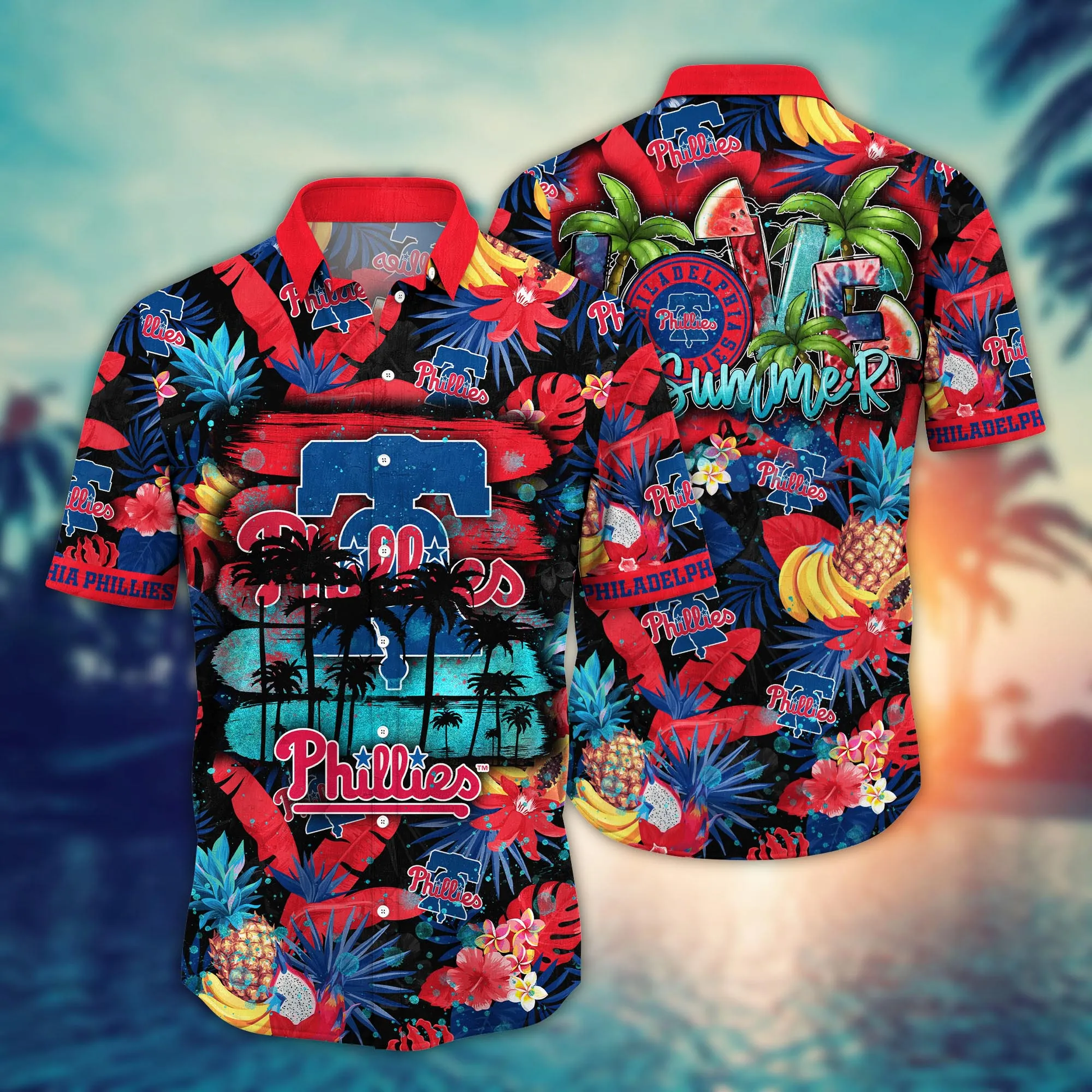 Philadelphia Phillies MLB Hawaiian Shirt Sun Showers Aloha Shirt Unisex T-shirt, Sweatshirt, Hoodie, Long Sleeve Tee - T-Shirt, Sweatshirt, Hoodie