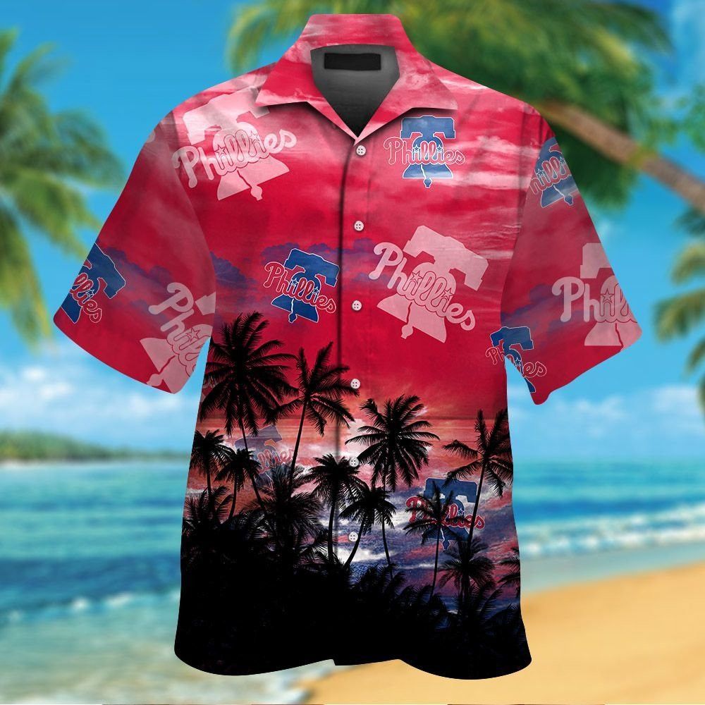Philadelphia Phillies Short Sleeve Button Up Tropical Hawaiian Shirt VER01 Unisex T-shirt, Sweatshirt, Hoodie, Long Sleeve Tee - T-Shirt, Sweatshirt, Hoodie