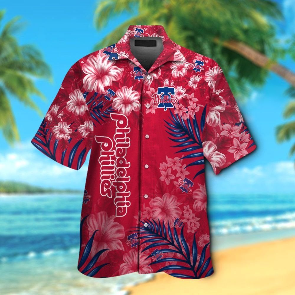Philadelphia Phillies Short Sleeve Button Up Tropical Hawaiian Shirt VER06 Unisex T-shirt, Sweatshirt, Hoodie, Long Sleeve Tee - T-Shirt, Sweatshirt, Hoodie