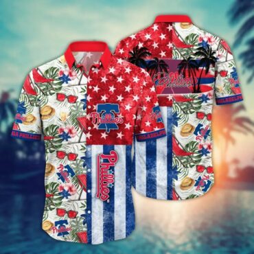 Philadelphia Phillies Stars and Stripes Celebration Hawaiian Shirt Unisex T-shirt, Sweatshirt, Hoodie, Long Sleeve Tee - T-Shirt, Sweatshirt, Hoodie