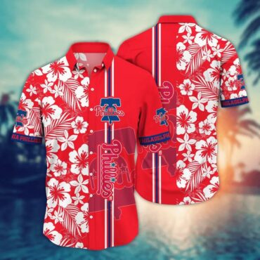 Philadelphia Phillies Tropical Hibiscus Hawaiian Shirt Unisex T-shirt, Sweatshirt, Hoodie, Long Sleeve Tee - T-Shirt, Sweatshirt, Hoodie