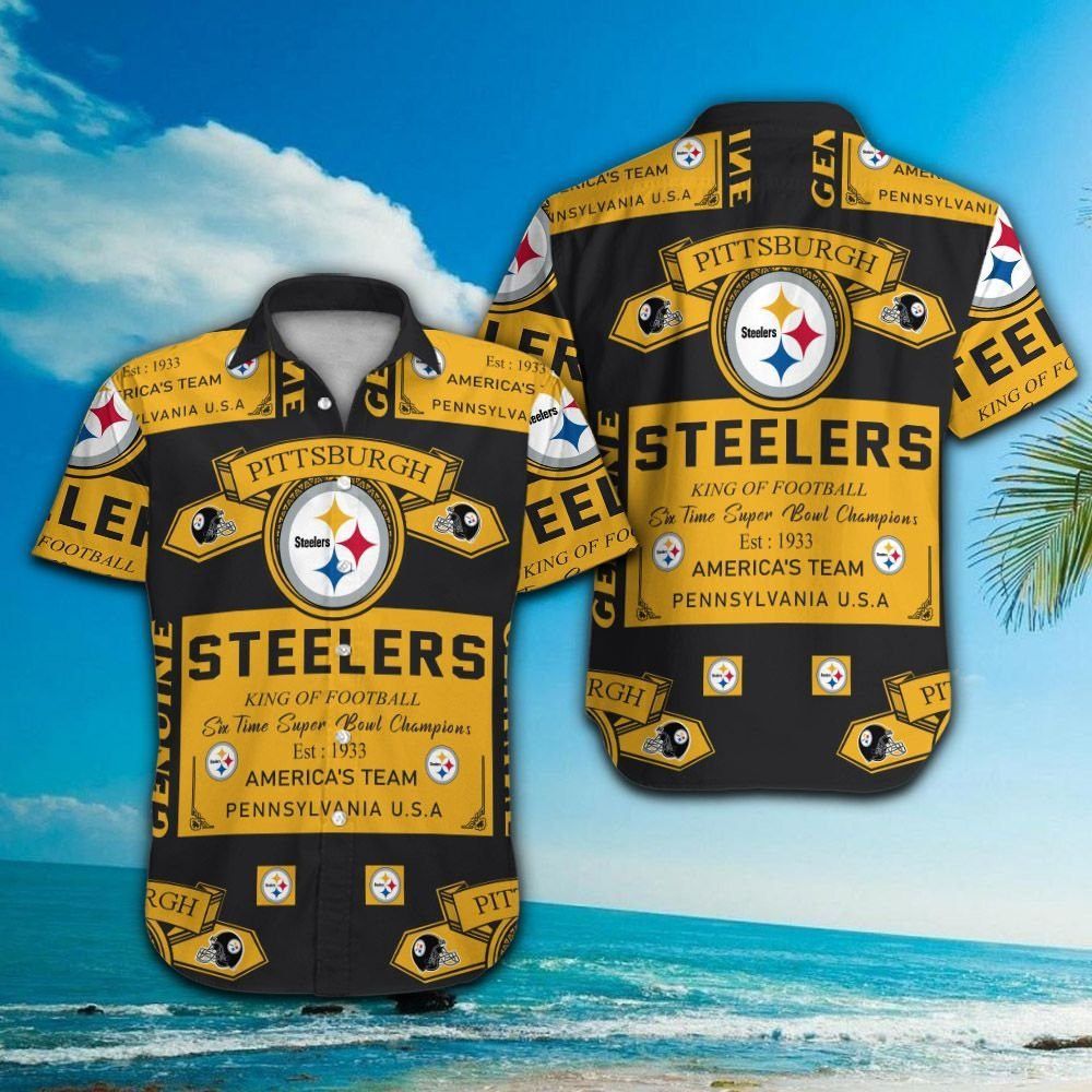 Pittsburg Steelers Short Sleeve Button Up Tropical Hawaiian Shirt VER015 Unisex T-shirt, Sweatshirt, Hoodie, Long Sleeve Tee - T-Shirt, Sweatshirt, Hoodie