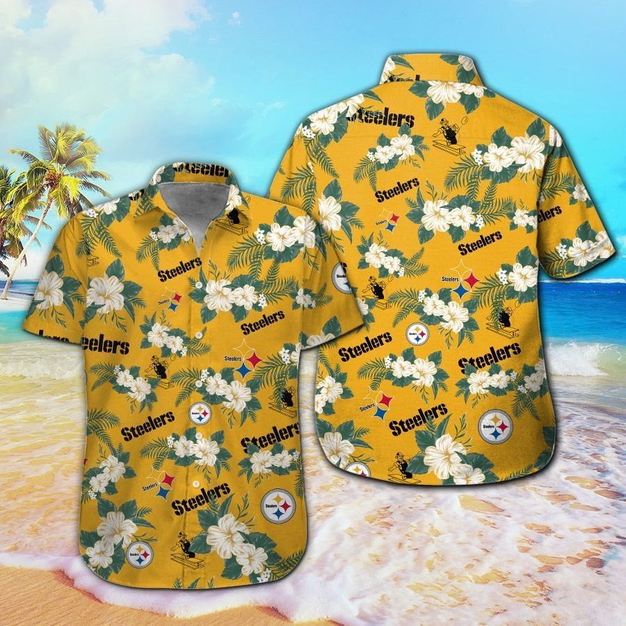 Pittsburg Steelers Short Sleeve Button Up Tropical Hawaiian Shirt VER020 Unisex T-shirt, Sweatshirt, Hoodie, Long Sleeve Tee - T-Shirt, Sweatshirt, Hoodie