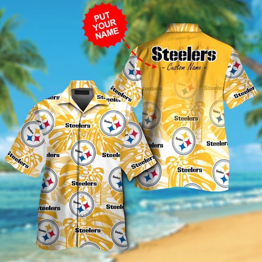 Pittsburg Steelers Short Sleeve Button Up Tropical Hawaiian Shirt VER0201 Unisex T-shirt, Sweatshirt, Hoodie, Long Sleeve Tee - T-Shirt, Sweatshirt, Hoodie
