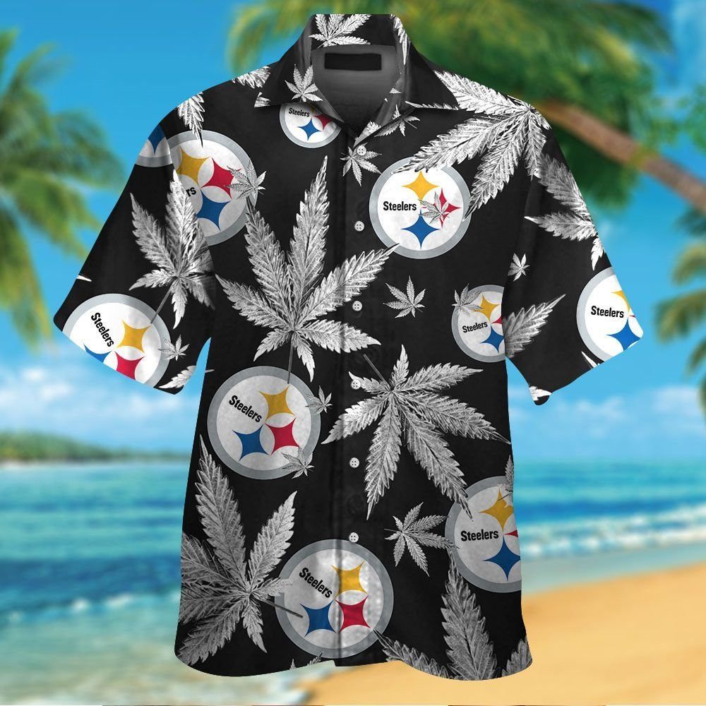 Pittsburg Steelers Short Sleeve Button Up Tropical Hawaiian Shirt VER025 Unisex T-shirt, Sweatshirt, Hoodie, Long Sleeve Tee - T-Shirt, Sweatshirt, Hoodie