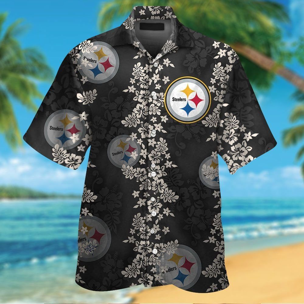 Pittsburg Steelers Short Sleeve Button Up Tropical Hawaiian Shirt VER027 Unisex T-shirt, Sweatshirt, Hoodie, Long Sleeve Tee - T-Shirt, Sweatshirt, Hoodie