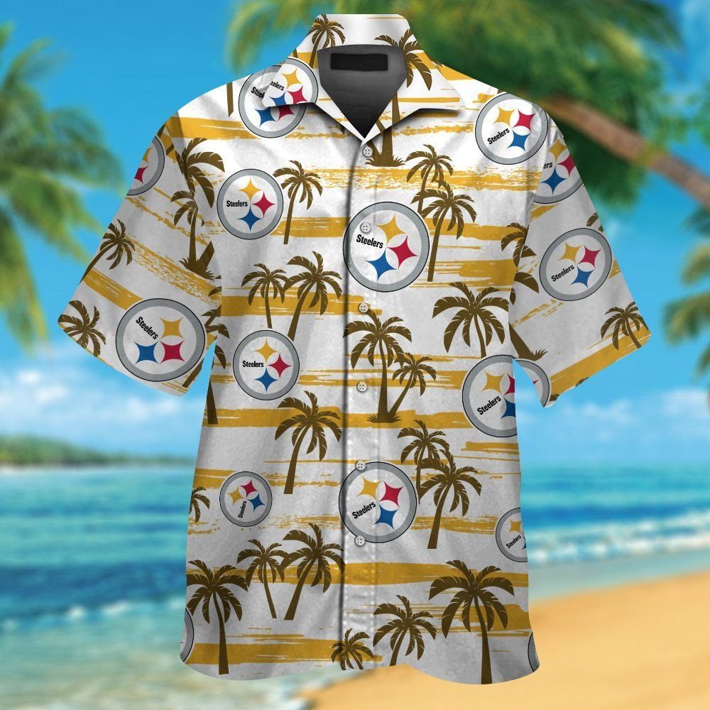 Pittsburg Steelers Short Sleeve Button Up Tropical Hawaiian Shirt VER05 Unisex T-shirt, Sweatshirt, Hoodie, Long Sleeve Tee - T-Shirt, Sweatshirt, Hoodie