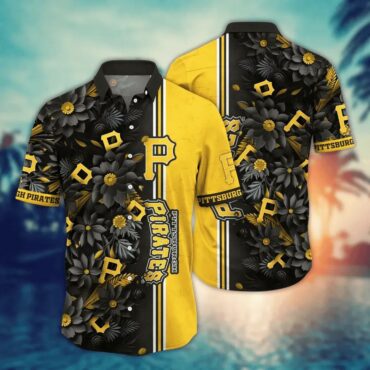 Pittsburgh Pirates Bold Yellow Floral Hawaiian Shirt Unisex T-shirt, Sweatshirt, Hoodie, Long Sleeve Tee - T-Shirt, Sweatshirt, Hoodie