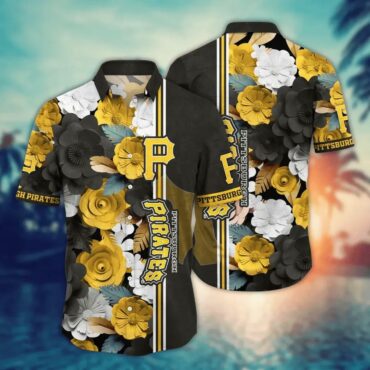 Pittsburgh Pirates Golden Bloom Hawaiian Shirt Unisex T-shirt, Sweatshirt, Hoodie, Long Sleeve Tee - T-Shirt, Sweatshirt, Hoodie