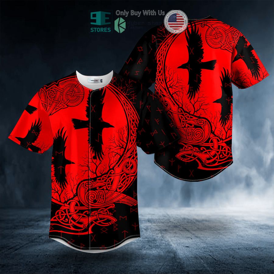 BEST Red Black Ravens Viking Baseball Shirt Unisex T-shirt, Sweatshirt, Hoodie, Long Sleeve Tee - T-Shirt, Sweatshirt, Hoodie