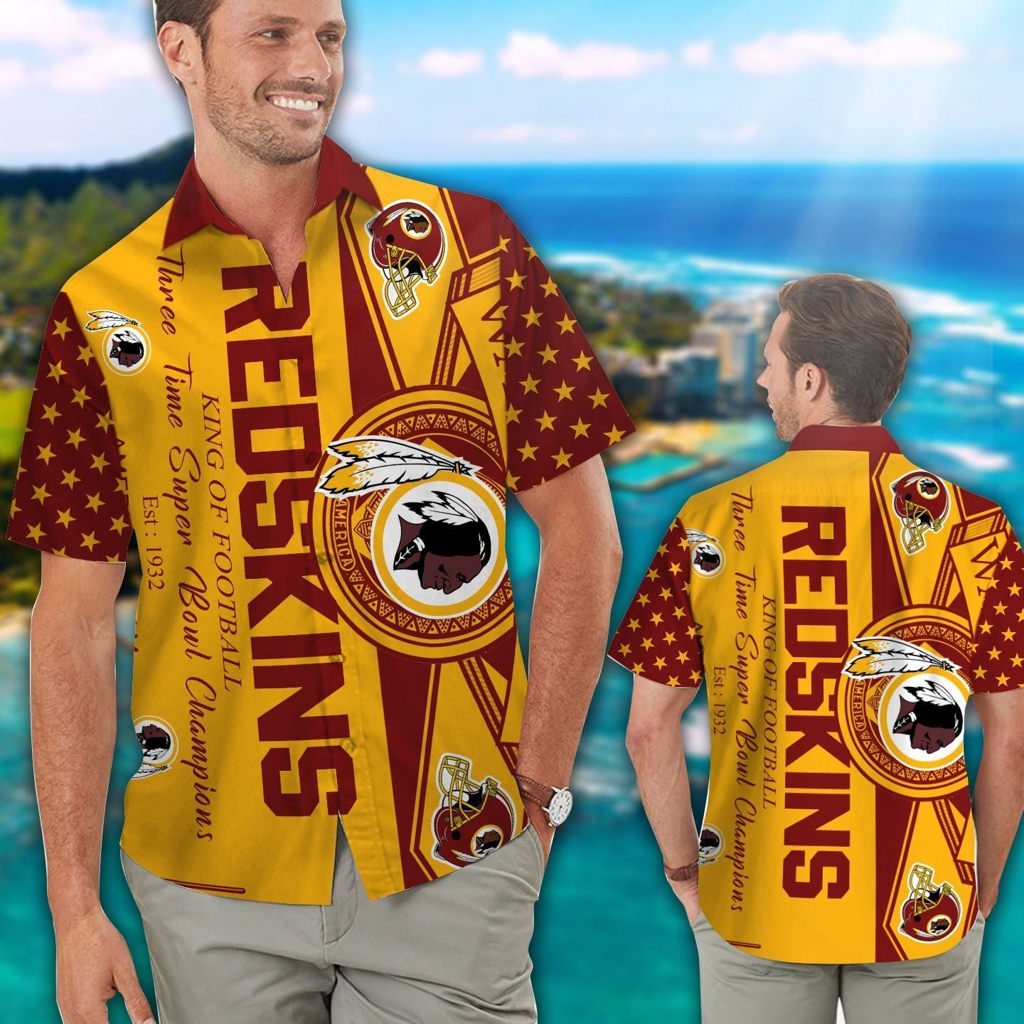Redskins Washington Hawaiian Tropical Short Sleeve Shirt Unisex T-shirt, Sweatshirt, Hoodie, Long Sleeve Tee - T-Shirt, Sweatshirt, Hoodie
