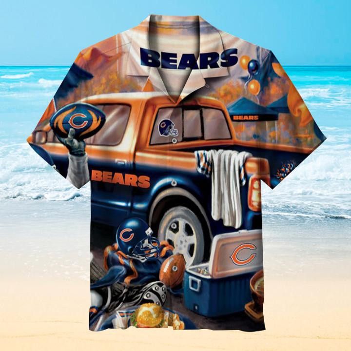 Retro Poster Style Enhances This Chicago Bear Hawaiian Shirt Unisex T-shirt, Sweatshirt, Hoodie, Long Sleeve Tee - T-Shirt, Sweatshirt, Hoodie