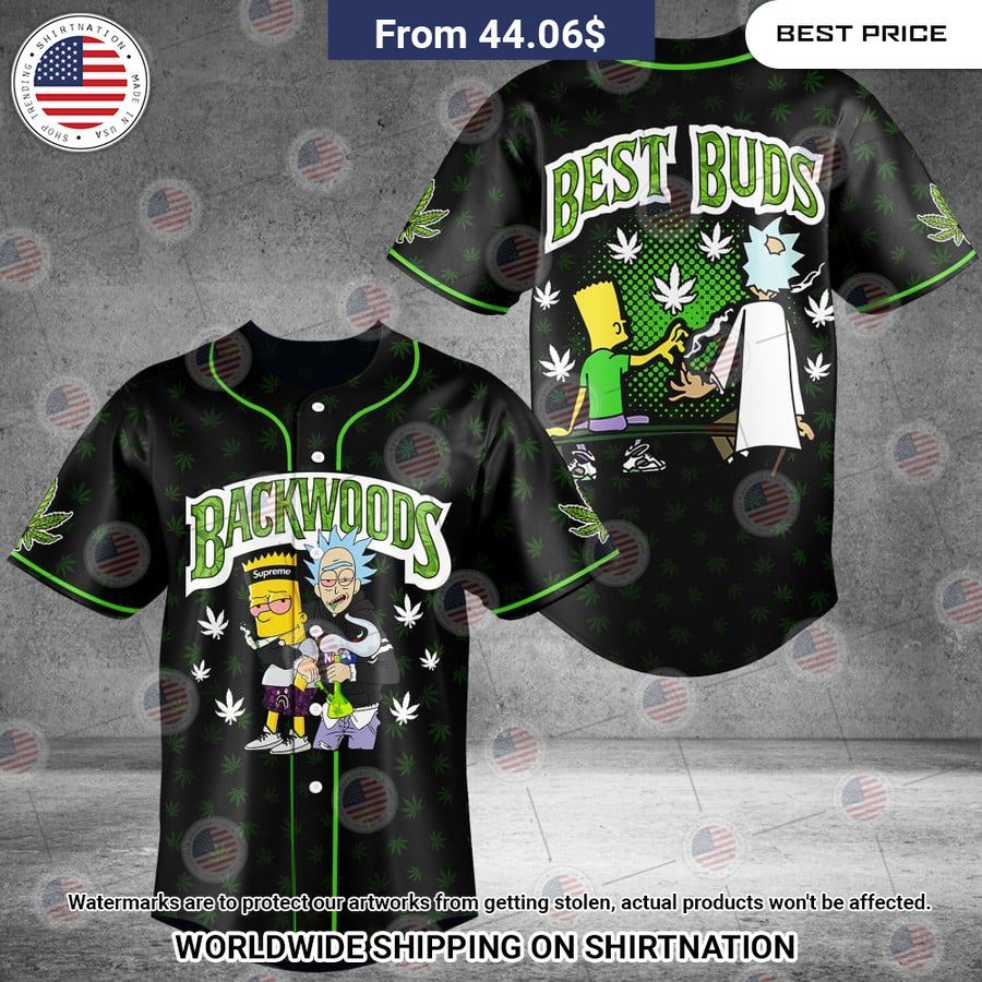 Rick and Bart Best Buds Backwoods Weed Baseball Jersey Unisex T-shirt, Sweatshirt, Hoodie, Long Sleeve Tee - T-Shirt, Sweatshirt, Hoodie