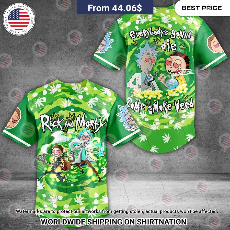Rick N Morty Smoke Smoke Weed Baseball Jersey Unisex T-shirt, Sweatshirt, Hoodie, Long Sleeve Tee - T-Shirt, Sweatshirt, Hoodie