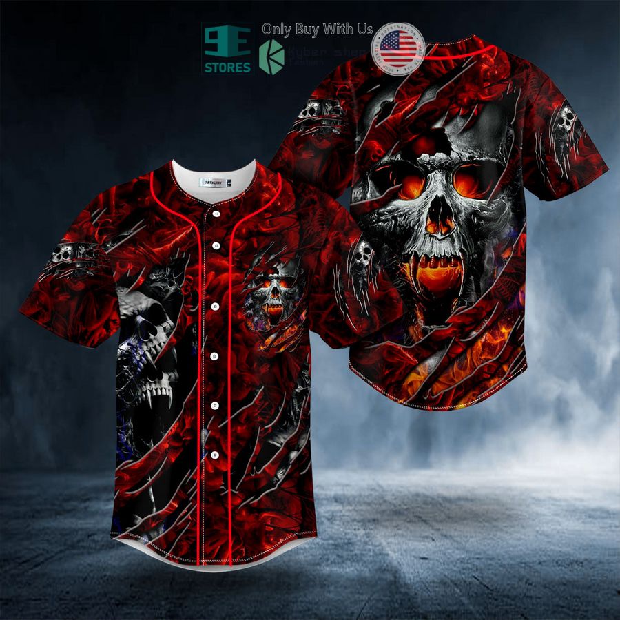 BEST Ripped Fire Eyes Vampire Skull Baseball Shirt Unisex T-shirt, Sweatshirt, Hoodie, Long Sleeve Tee - T-Shirt, Sweatshirt, Hoodie