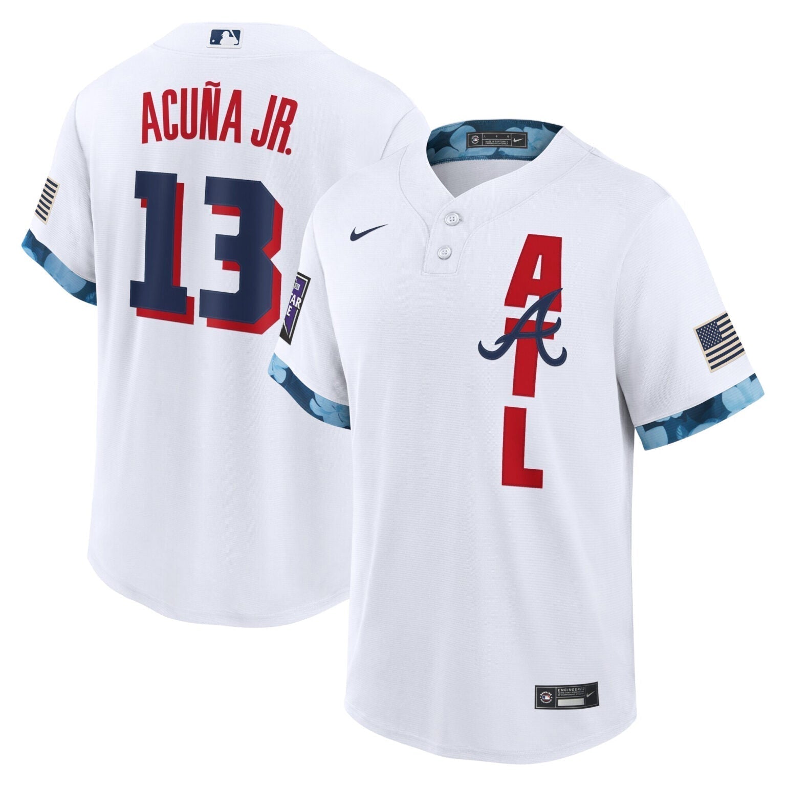 Ronald Acuna Jr Atlanta Braves White 2021 All-Star Jersey White baseball jersey product view 1