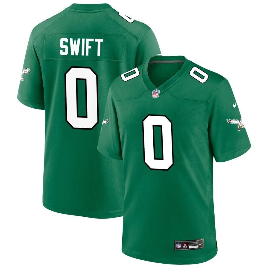 D'Andre Swift Kelly Green Philadelphia Eagles Throwback Jersey football jersey product view 1