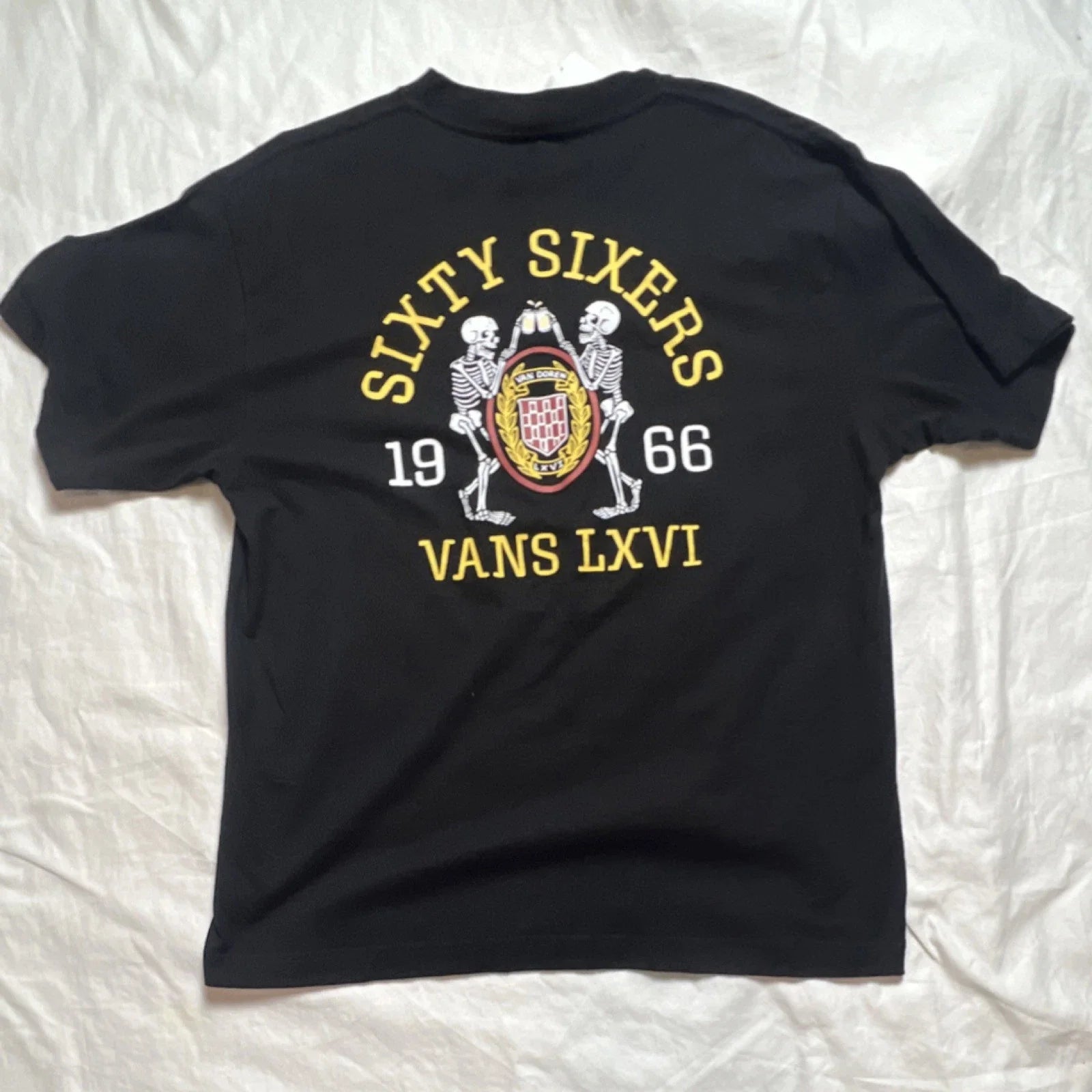 VANS Men's M Black Skull Graphic Logo Cotton T-Shirt Short Sleeve Crew Neck Unisex T-shirt, Sweatshirt, Hoodie, Long Sleeve Tee - T-Shirt, Sweatshirt, Hoodie