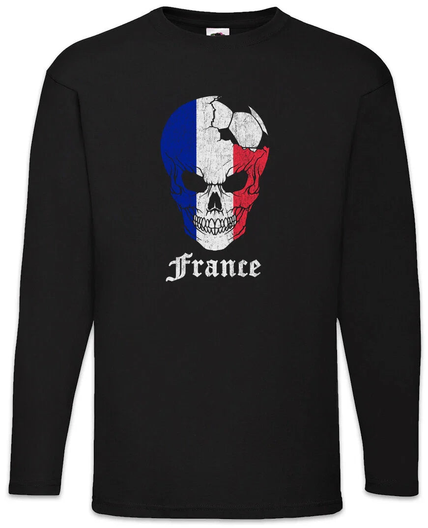 France Football Skull I Men's Long Sleeve T-Shirt French Soccer Flag World Unisex T-shirt, Sweatshirt, Hoodie, Long Sleeve Tee - T-Shirt, Sweatshirt, Hoodie