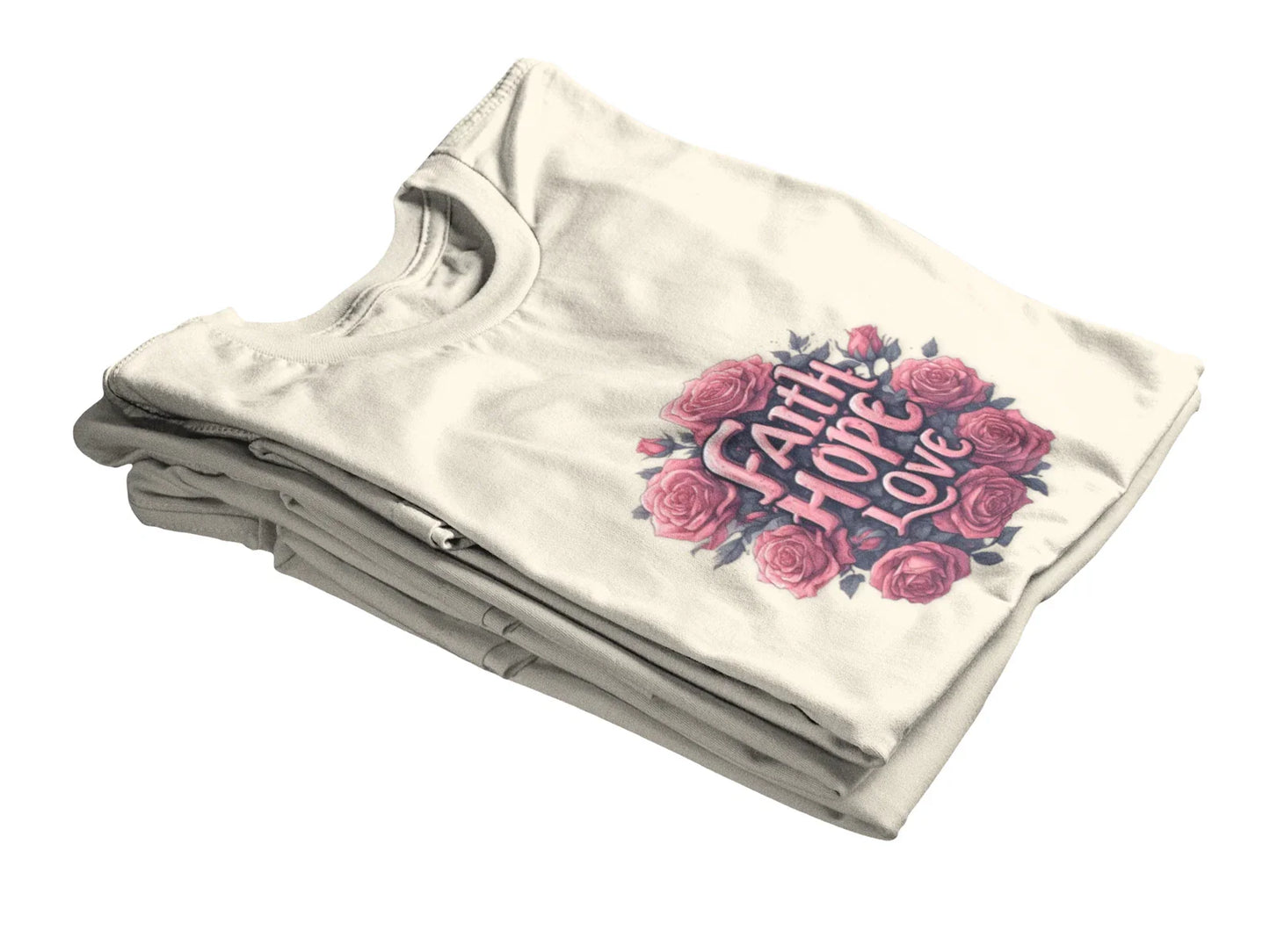 Faith Hope Love Floral Tee | Christian Typography T-Shirt Unisex T-shirt, Sweatshirt, Hoodie, Long Sleeve Tee - T-Shirt, Sweatshirt, Hoodie