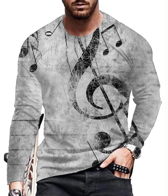 T Shirt Men Musical Note Music G Treble Clef Wicking Long Sleeve Gray Silky Soft Unisex T-shirt, Sweatshirt, Hoodie, Long Sleeve Tee - T-Shirt, Sweatshirt, Hoodie