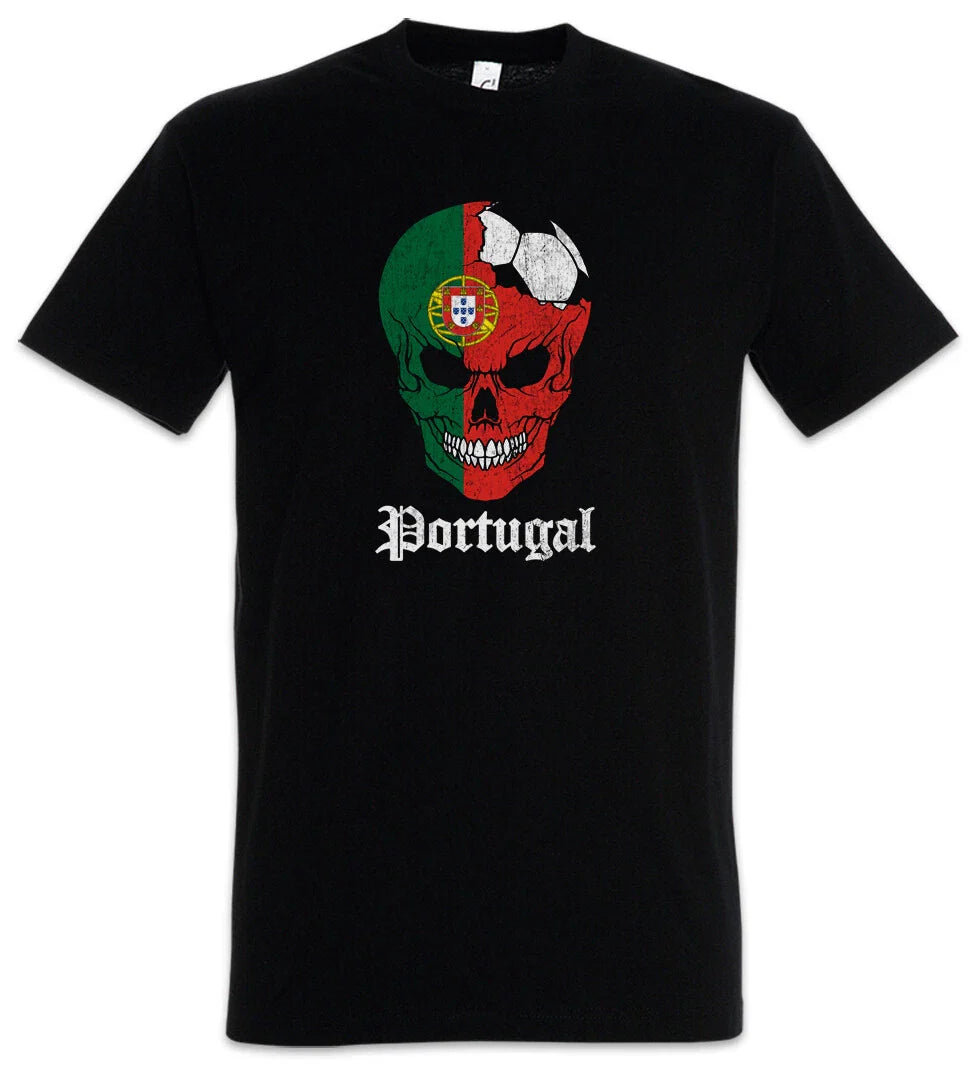 Portugal Football Skull I T-Shirt Portuguese Soccer Flag World Championship Unisex T-shirt, Sweatshirt, Hoodie, Long Sleeve Tee - T-Shirt, Sweatshirt, Hoodie