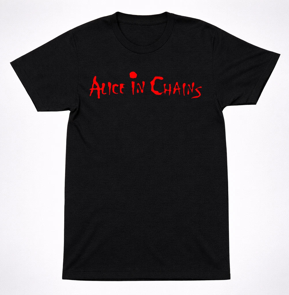 Alice In Chains Logo Shirt Grunge Metal Band Red Text Black T-Shirt Unisex T-shirt, Sweatshirt, Hoodie, Long Sleeve Tee - T-Shirt, Sweatshirt, Hoodie