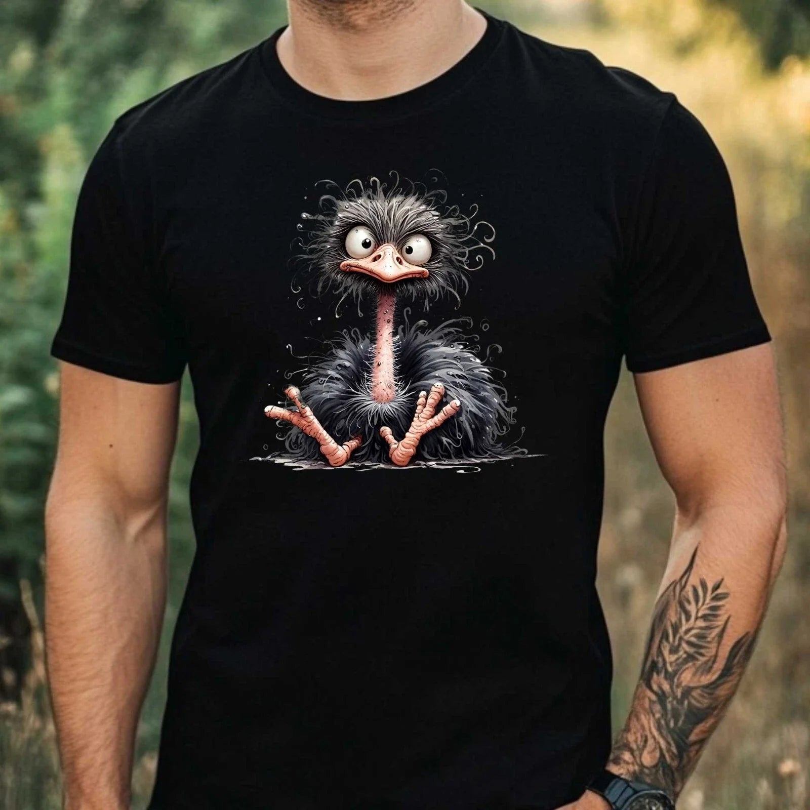 Mens Funny Ostrich Bird Print Cotton T-Shirt Size XS to 5XL Unisex T-shirt, Sweatshirt, Hoodie, Long Sleeve Tee - T-Shirt, Sweatshirt, Hoodie