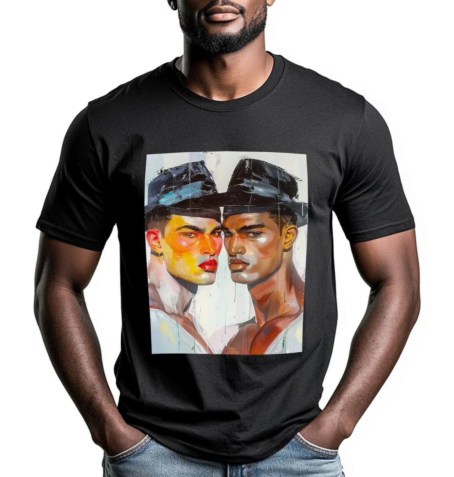 Gay fashion Muscle Hunk T-shirt | Gay Art l Gay Drawings l Gift for Him l Unisex T-shirt, Sweatshirt, Hoodie, Long Sleeve Tee - T-Shirt, Sweatshirt, Hoodie