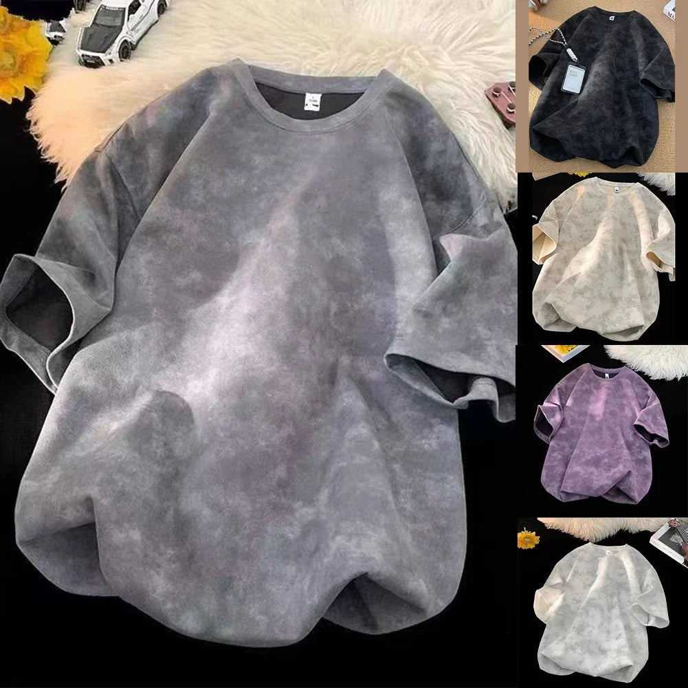 Men Short Sleeve Tie Dye T Shirt Casual Loose Fit Streetwear Top for Daily Wear Unisex T-shirt, Sweatshirt, Hoodie, Long Sleeve Tee - T-Shirt, Sweatshirt, Hoodie