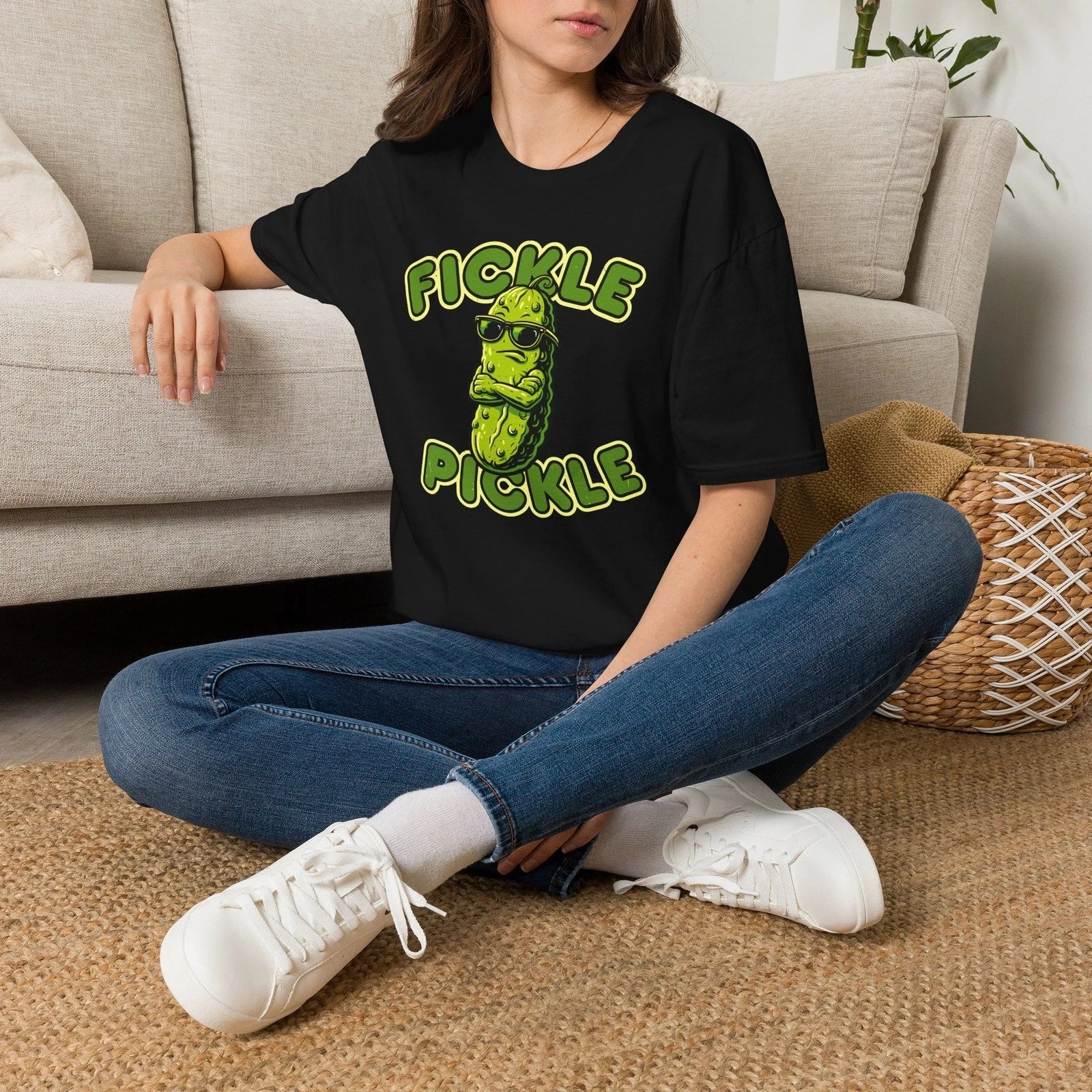 Fickle Pickle T-Shirt | Funny Pickle Character Graphic Tee Unisex T-shirt, Sweatshirt, Hoodie, Long Sleeve Tee - T-Shirt, Sweatshirt, Hoodie