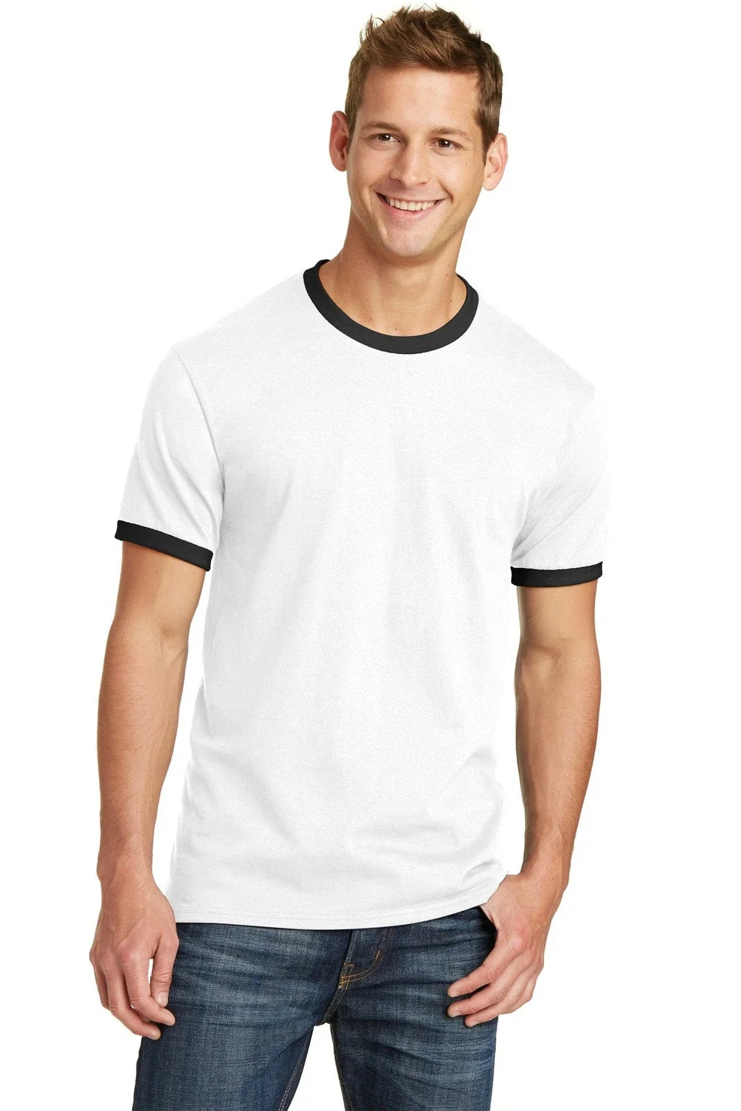 PC54R Port & Company Core Cotton Ringer Tee Unisex T-shirt, Sweatshirt, Hoodie, Long Sleeve Tee - T-Shirt, Sweatshirt, Hoodie